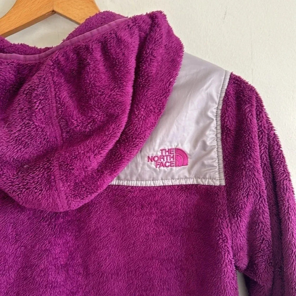 North face girls purple/gray fleece zip up hooded jacket size XL - Picture 3 of 6